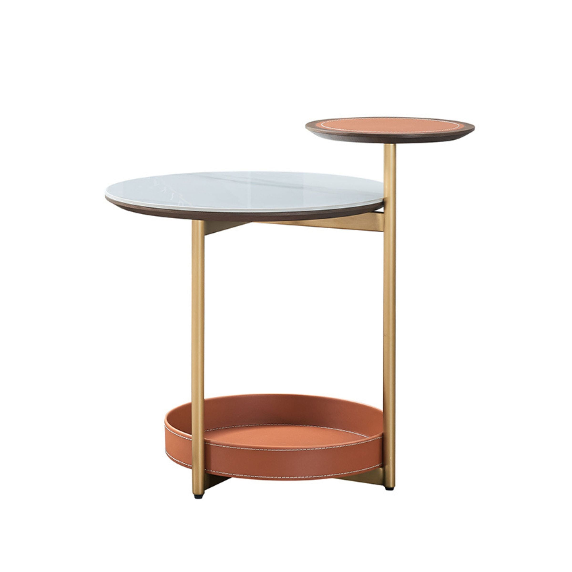 Mycroft Saddle Leather Side Table MLL-D47 - Side Tables - ebarza Furniture UAE | Shop Modern Furniture in Abu Dhabi & Dubai - مفروشات ايبازرا في الامارات | تسوق اثاث عصري وديكورات مميزة في دبي وابوظبي
