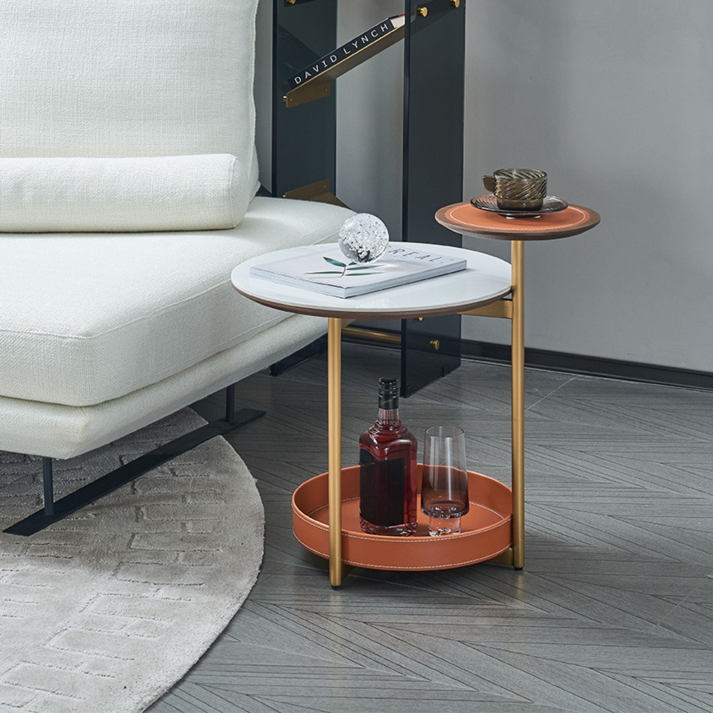 Mycroft Saddle Leather Side Table MLL-D47 - Side Tables - ebarza Furniture UAE | Shop Modern Furniture in Abu Dhabi & Dubai - مفروشات ايبازرا في الامارات | تسوق اثاث عصري وديكورات مميزة في دبي وابوظبي
