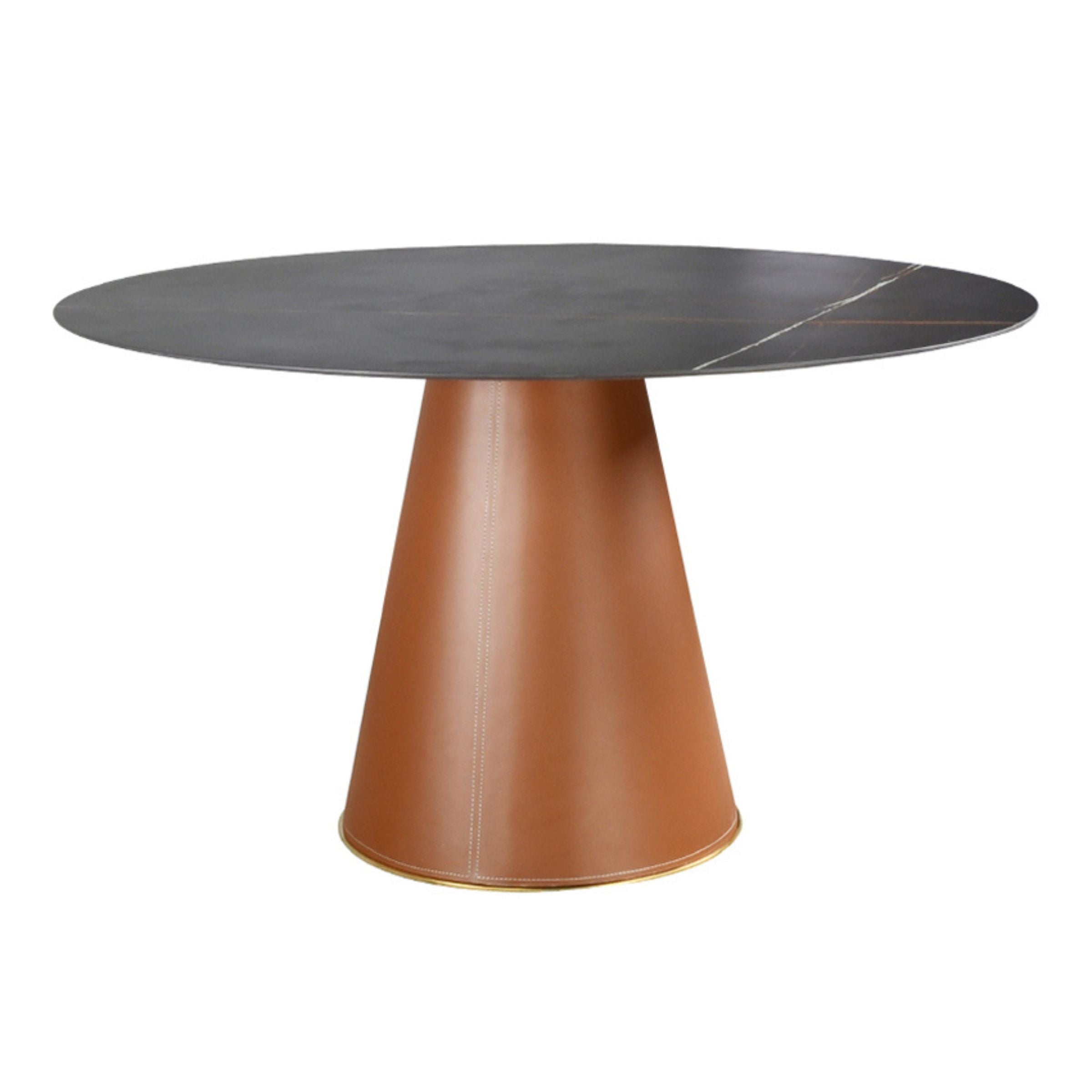 Mycroft Saddle Leather With Sintered Stone Dining Table MLL-C02 - Dining Tables - ebarza Furniture UAE | Shop Modern Furniture in Abu Dhabi & Dubai - مفروشات ايبازرا في الامارات | تسوق اثاث عصري وديكورات مميزة في دبي وابوظبي