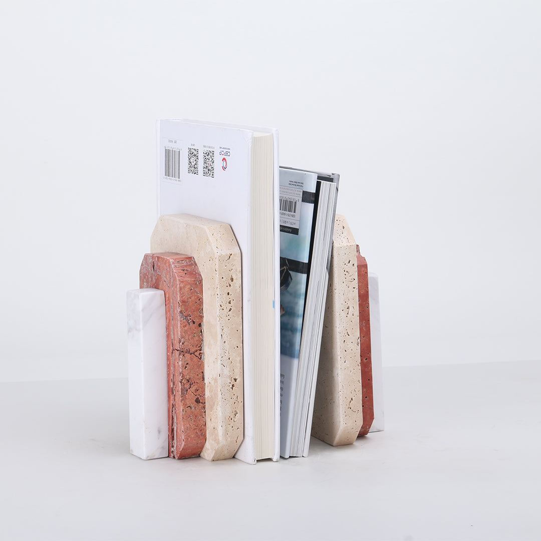 Natural Harmony: Set of 2 Stone Bookends for Timeless Shelf Styling KH3006 - Bookends - ebarza Furniture UAE | Shop Modern Furniture in Abu Dhabi & Dubai - مفروشات ايبازرا في الامارات | تسوق اثاث عصري وديكورات مميزة في دبي وابوظبي