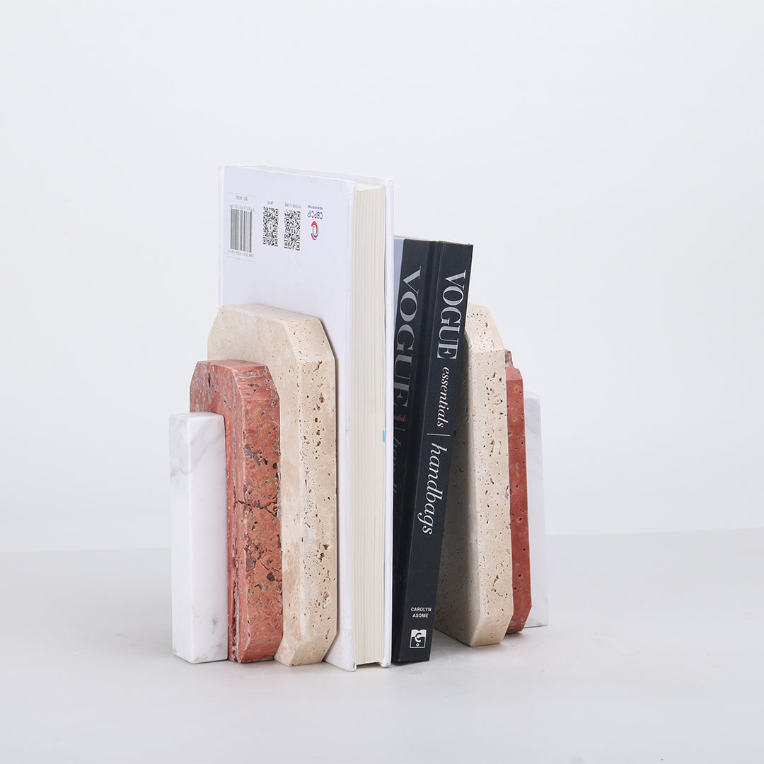 Natural Harmony: Set of 2 Stone Bookends for Timeless Shelf Styling KH3006 - Bookends - ebarza Furniture UAE | Shop Modern Furniture in Abu Dhabi & Dubai - مفروشات ايبازرا في الامارات | تسوق اثاث عصري وديكورات مميزة في دبي وابوظبي