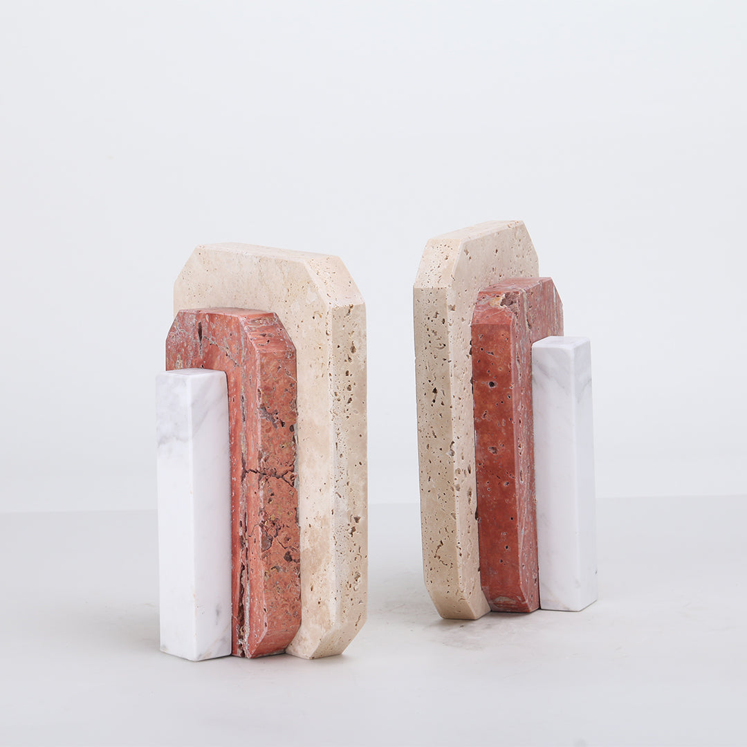 Natural Harmony: Set of 2 Stone Bookends for Timeless Shelf Styling KH3006 - Bookends - ebarza Furniture UAE | Shop Modern Furniture in Abu Dhabi & Dubai - مفروشات ايبازرا في الامارات | تسوق اثاث عصري وديكورات مميزة في دبي وابوظبي