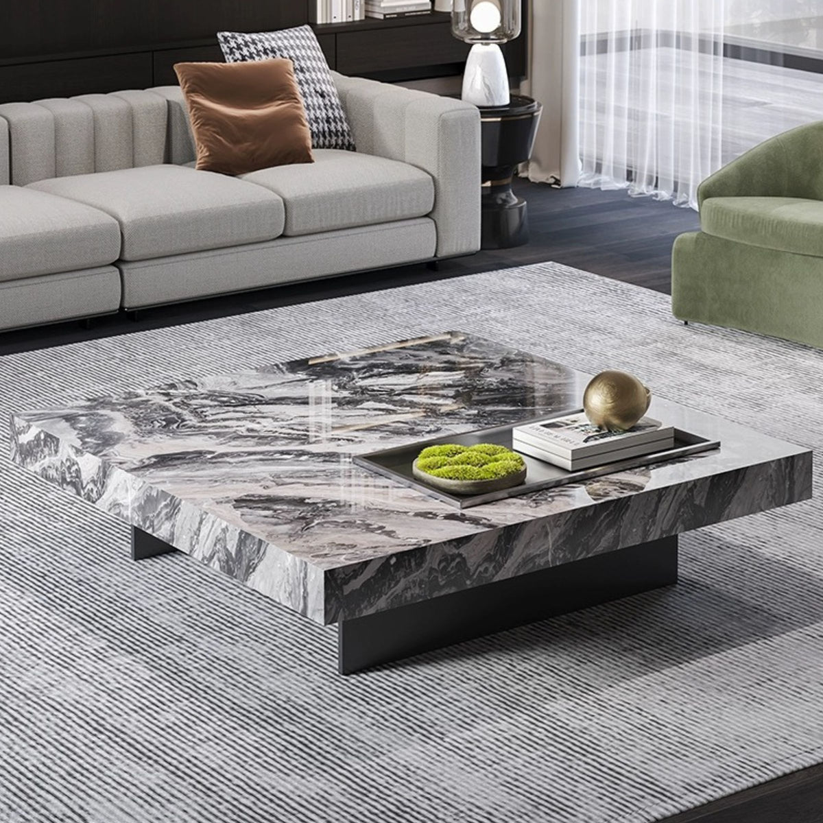 Natural marble coffee table with sleek design, from BEACON's TG-CT11 collection, featuring a polished surface and modern style.