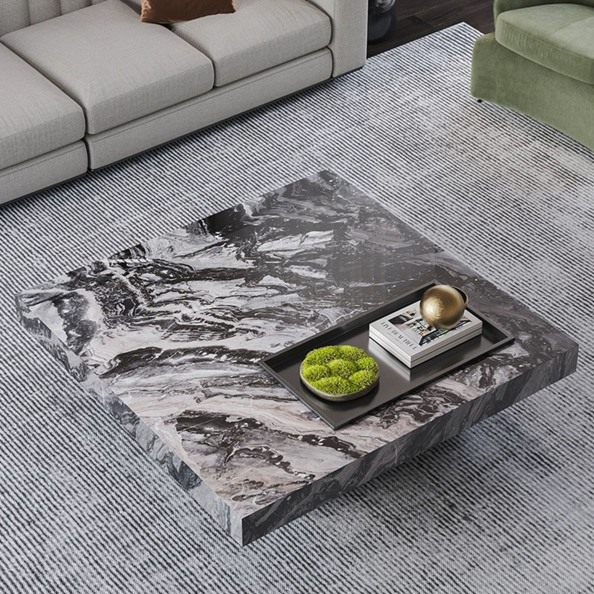 Natural marble coffee table by BEACON, TGDG, with a sleek round design and polished surface, perfect for modern living rooms.