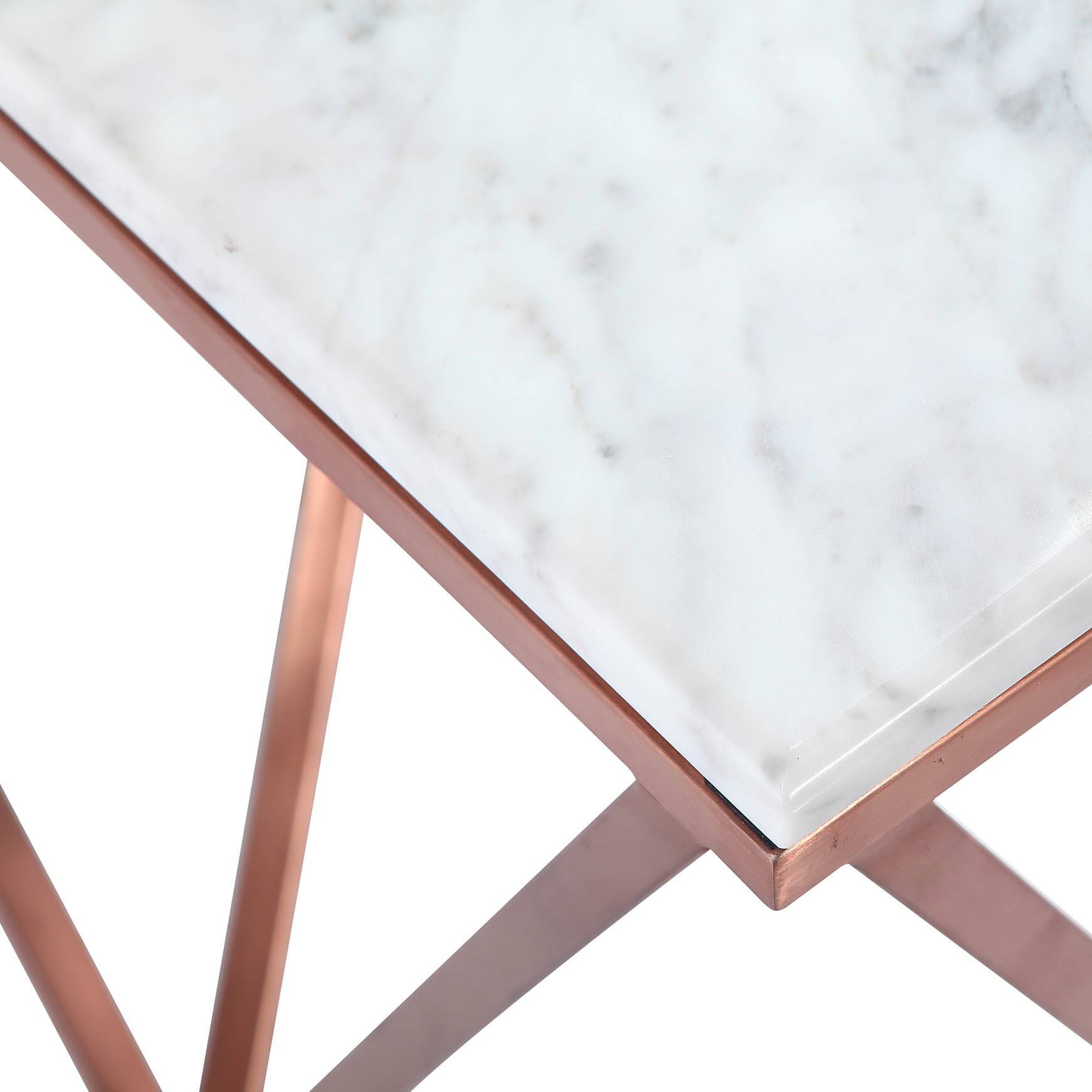 Natural Marble & Stainless Steel Table Bp8809B-R.G - Coffee Tables - ebarza Furniture UAE | Shop Modern Furniture in Abu Dhabi & Dubai - مفروشات ايبازرا في الامارات | تسوق اثاث عصري وديكورات مميزة في دبي وابوظبي