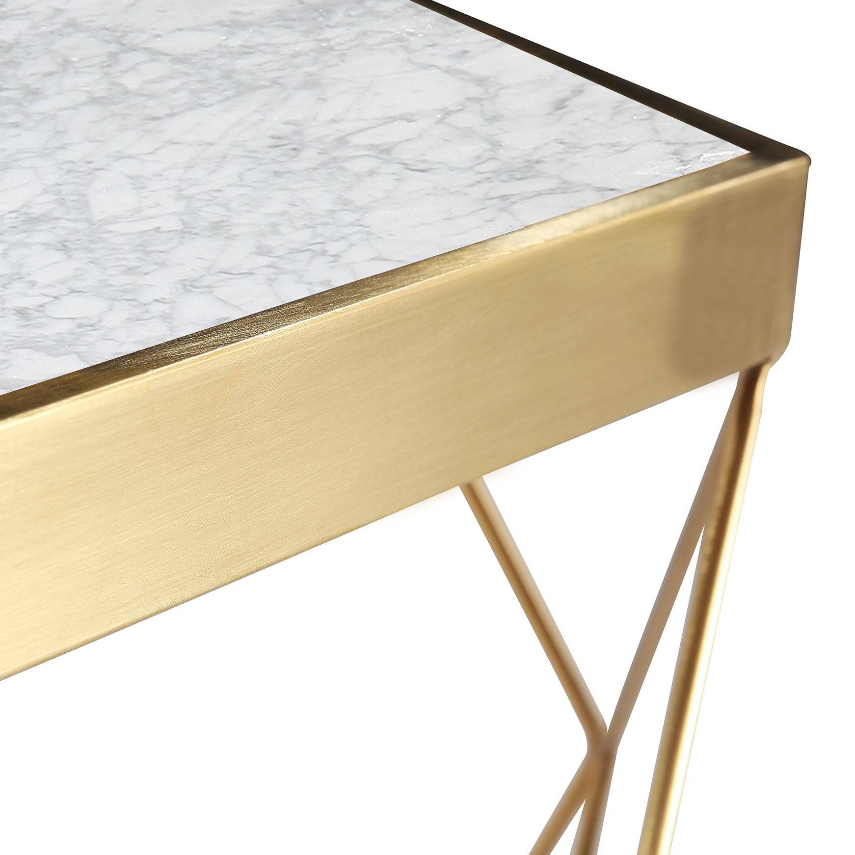 Natural Marble & Stainless Steel Table Bp8811-G-S - Side Tables - ebarza Furniture UAE | Shop Modern Furniture in Abu Dhabi & Dubai - مفروشات ايبازرا في الامارات | تسوق اثاث عصري وديكورات مميزة في دبي وابوظبي