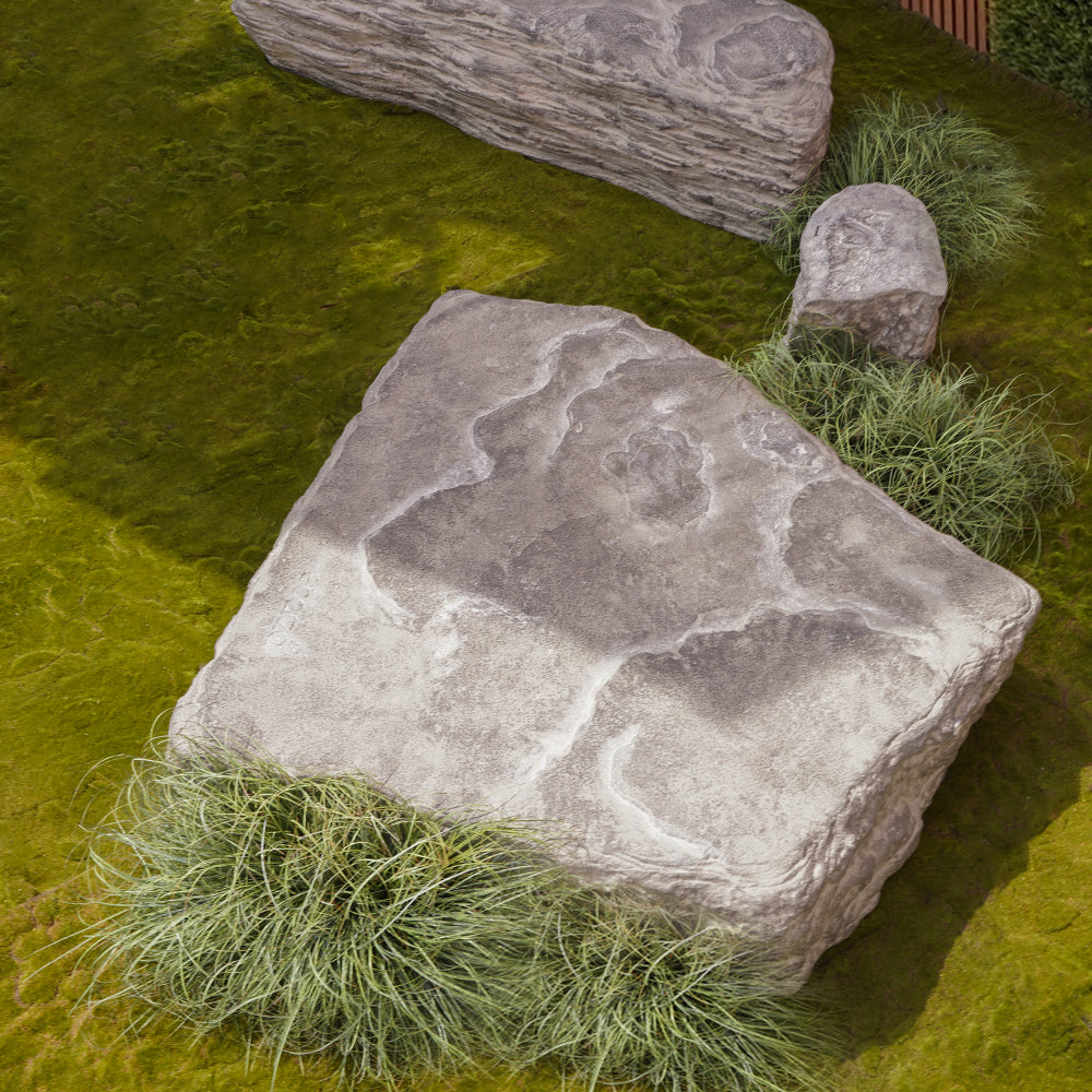 Natural stone bench by BEACON, model 21-4082A, featuring a smooth, polished surface and sturdy rectangular design.