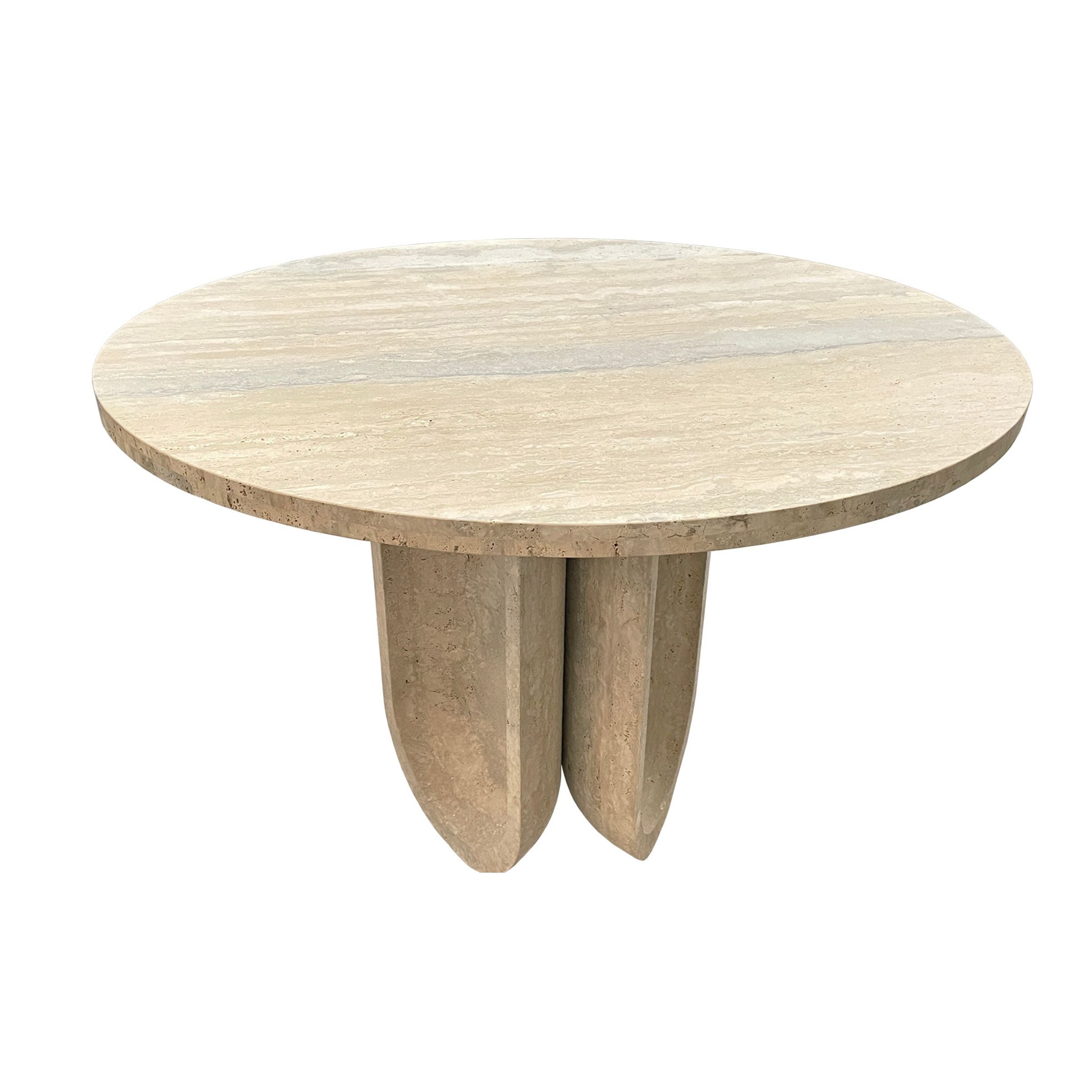 Pre-order 90 Days Delivery Natural Stone Silver Travertine Dining Table 493DTS - Dining Tables - ebarza Furniture UAE | Shop Modern Furniture in Abu Dhabi & Dubai - مفروشات ايبازرا في الامارات | تسوق اثاث عصري وديكورات مميزة في دبي وابوظبي