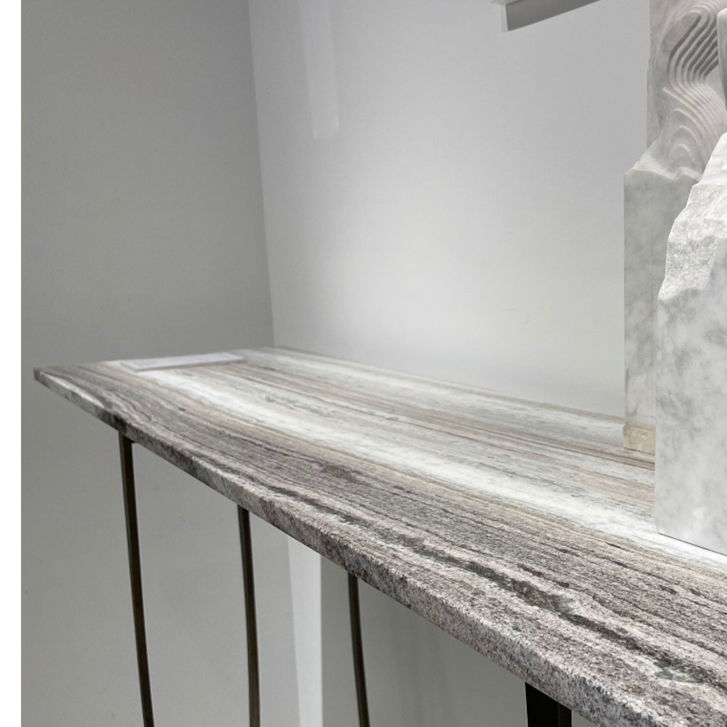 Natural Stone Water Melody Stainless Steel Console Table 421HT - Consoles - ebarza Furniture UAE | Shop Modern Furniture in Abu Dhabi & Dubai - مفروشات ايبازرا في الامارات | تسوق اثاث عصري وديكورات مميزة في دبي وابوظبي