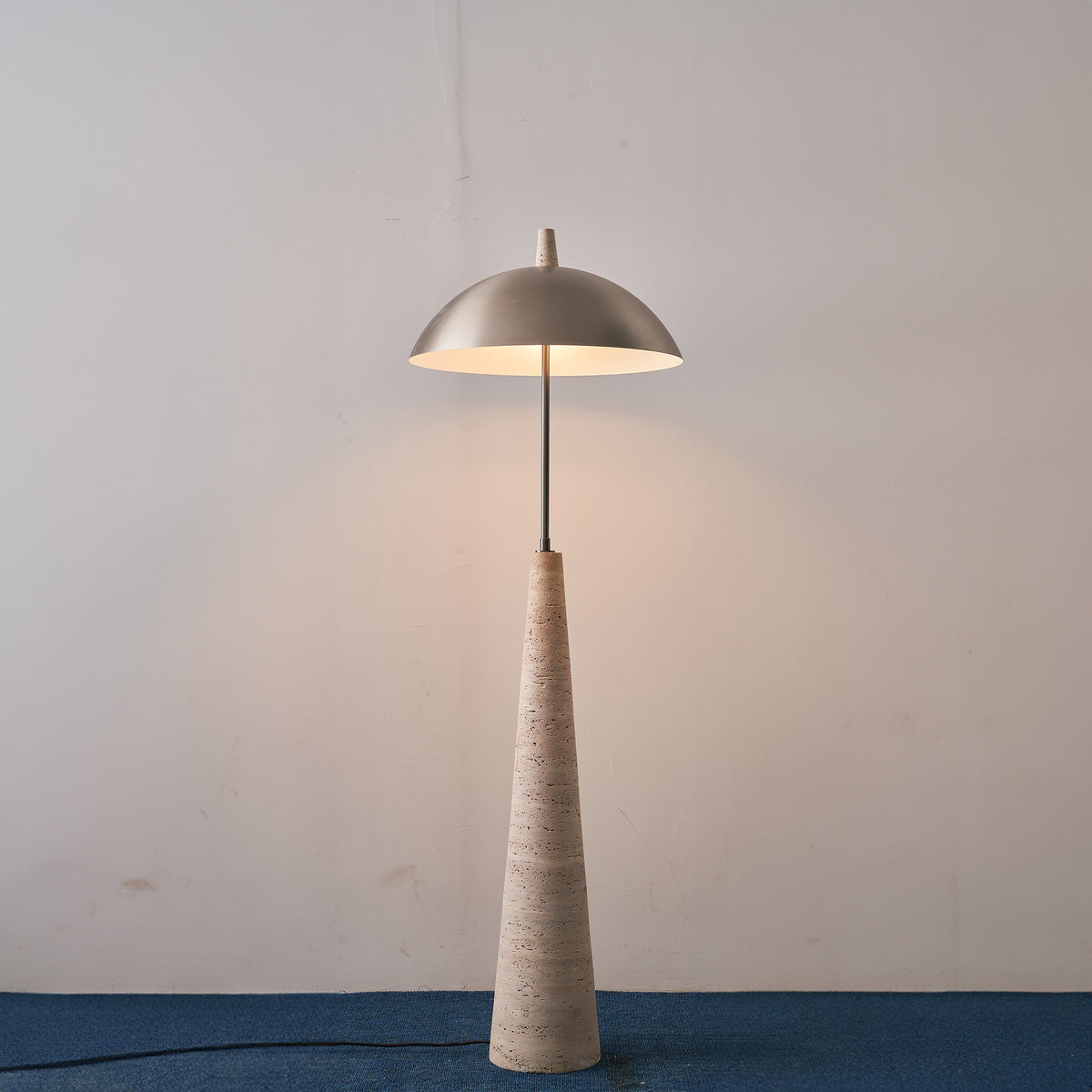 Natural travertine floor lamp by BEACON JIADG, JA-015F, featuring a sleek, modern design with a natural stone finish.