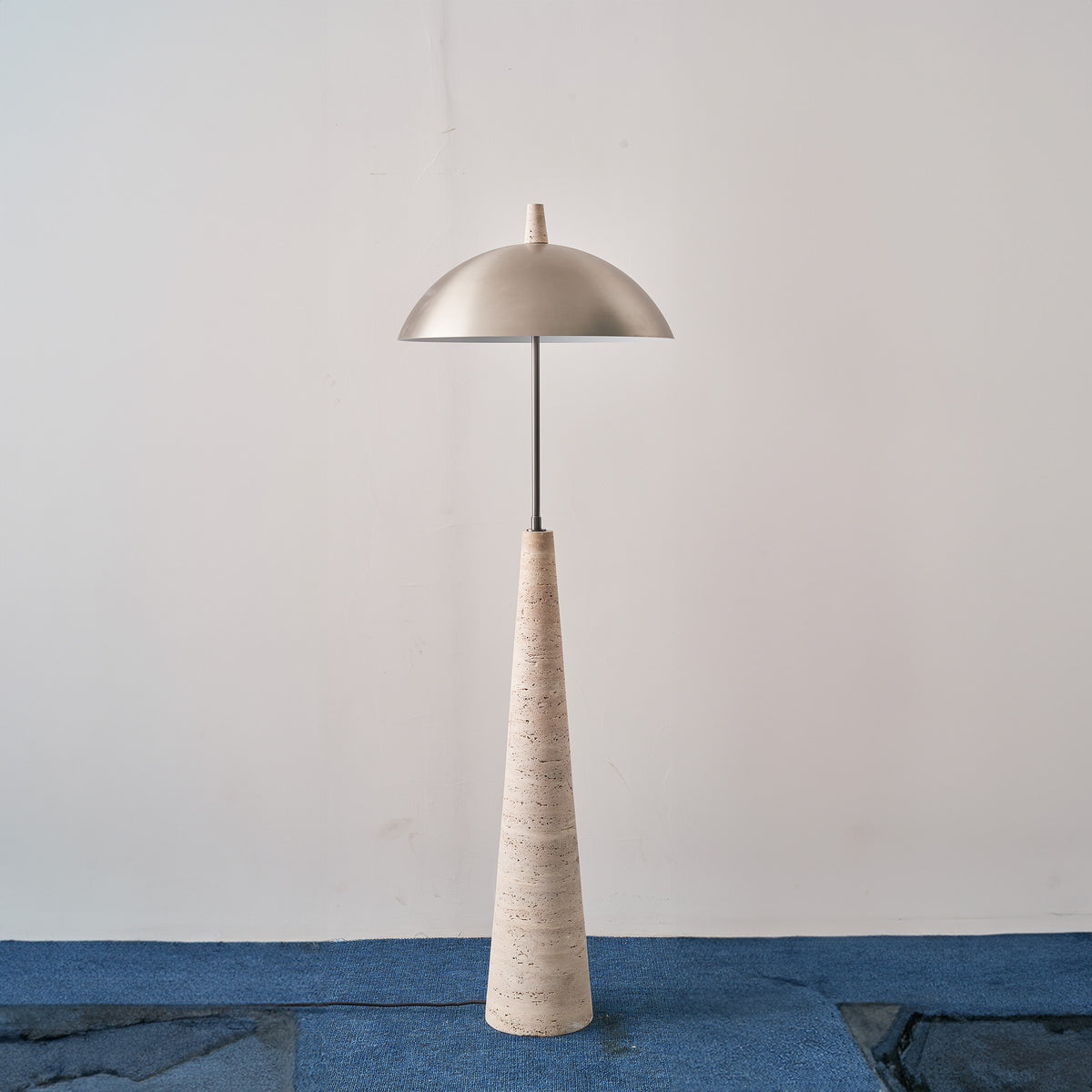 Natural Travertine Floor Lamp by BEACON, JA-015F, showcasing a stylish beige stone base and elegant floor lamp design.