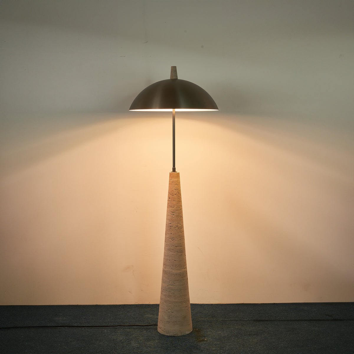 Natural travertine floor lamp by BEACON (JIADG), model JA-015F, with a sleek, elegant design ideal for modern interior lighting.