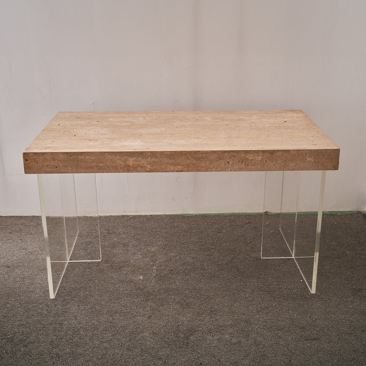Natural travertine office conference table by BEACON, showcasing a sleek, durable surface ideal for professional office desks.