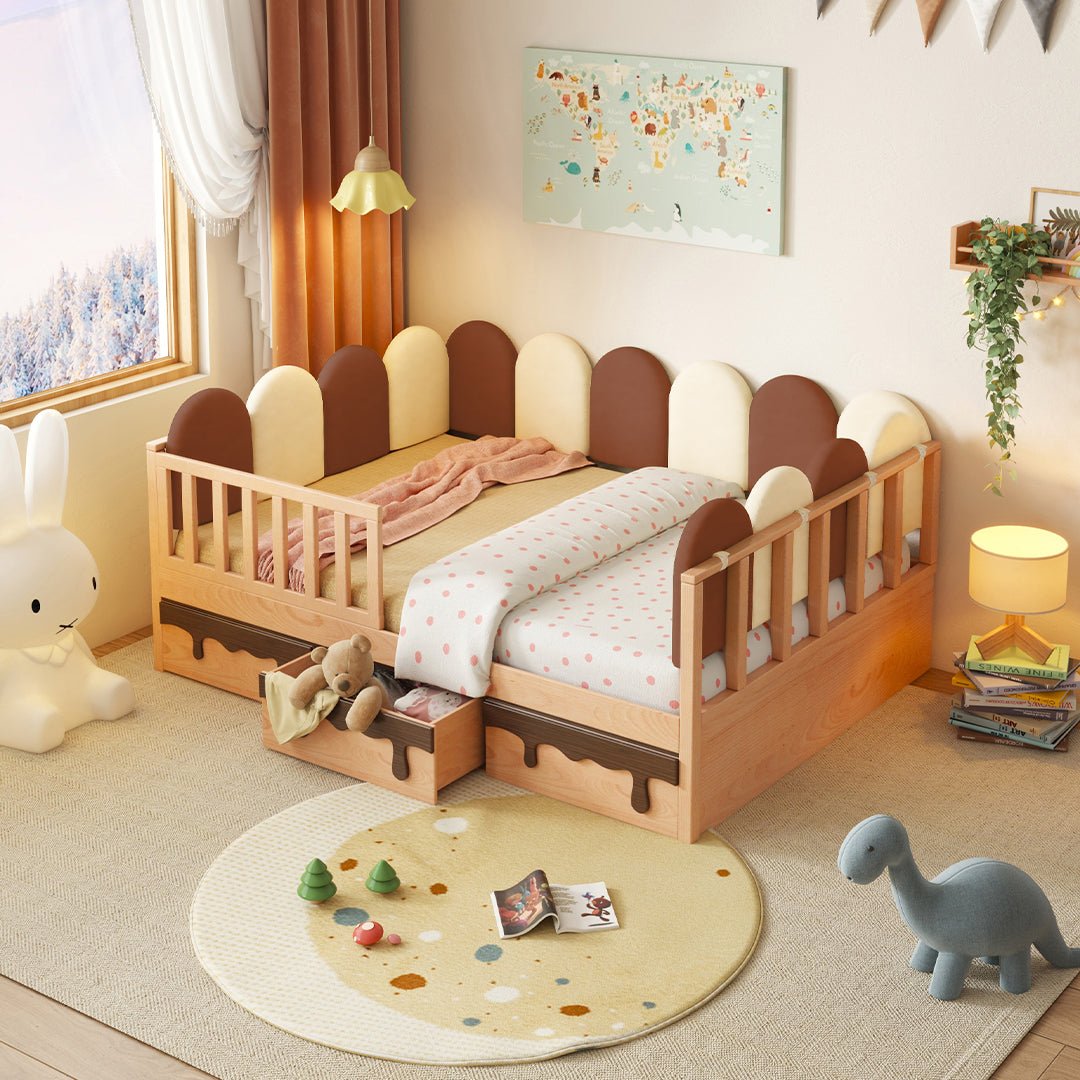 Pre-order 25 Days Delivery Neapolitan Kid Bed With drawers E2221F - Kids Beds - ebarza Furniture UAE | Shop Modern Furniture in Abu Dhabi & Dubai - مفروشات ايبازرا في الامارات | تسوق اثاث عصري وديكورات مميزة في دبي وابوظبي