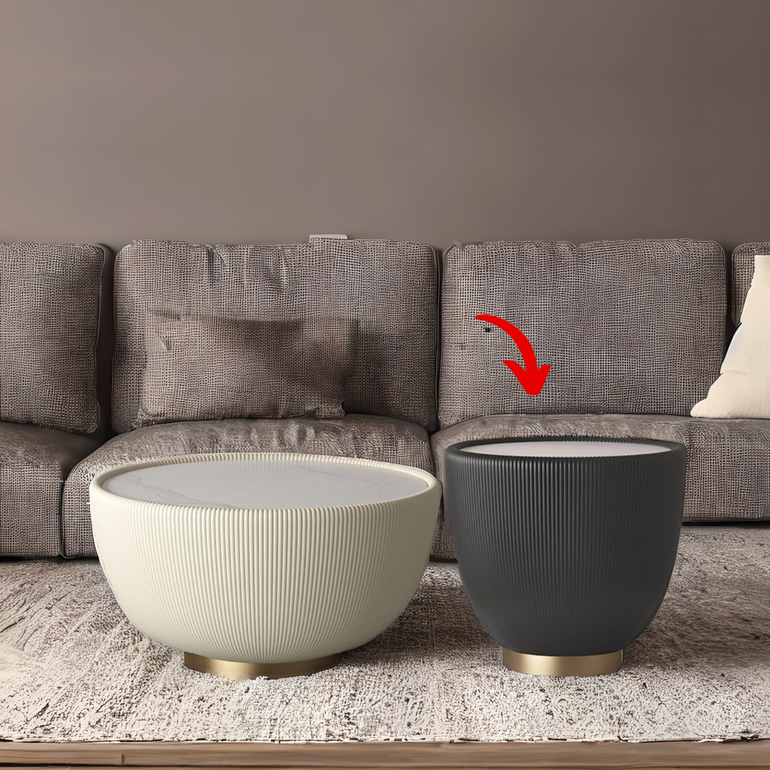 Neat Dark Grey & Sintered Stone Coffee Table MLL-D34DG - Coffee tables - ebarza Furniture UAE | Shop Modern Furniture in Abu Dhabi & Dubai - مفروشات ايبازرا في الامارات | تسوق اثاث عصري وديكورات مميزة في دبي وابوظبي