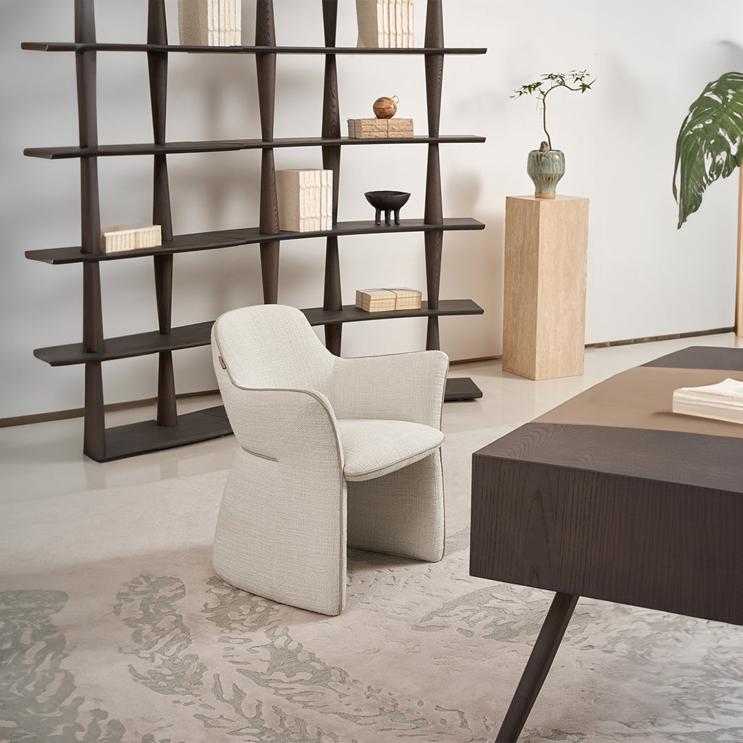 Nexus office and dining chair by BEACON with cushioned seat and backrest, black metal legs, modern ergonomic design