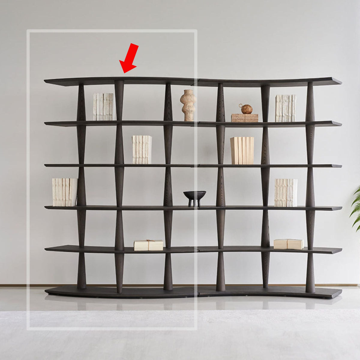 Nexus Ash Wood Shelf in Italian Grey by BEACON, showcasing a sleek modern shelving unit with a smooth finish and minimalist design.