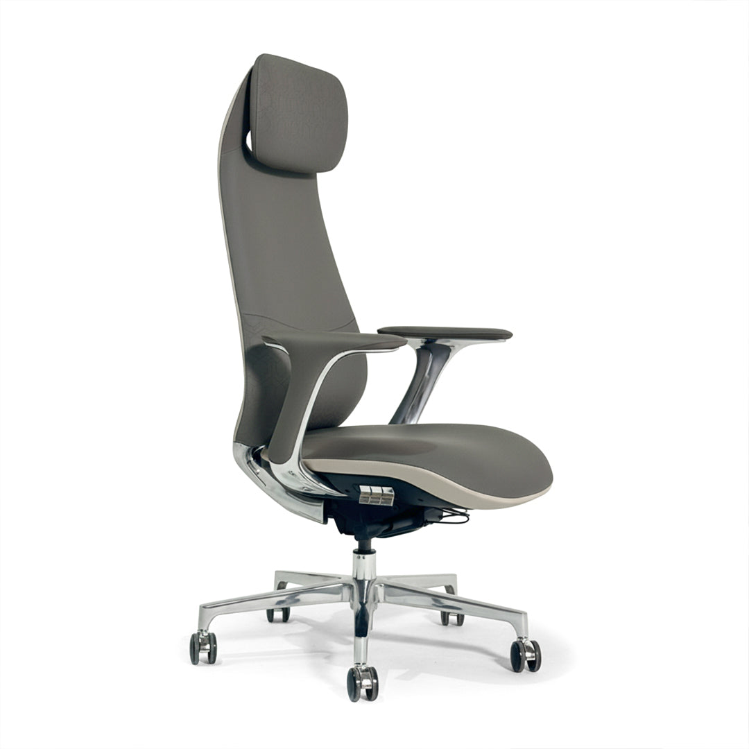 BEACON Nigel leather office chair with wheels, ergonomic design, black upholstery, adjustable height, and caster wheels for mobility.