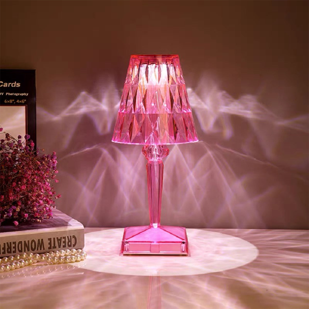 Purple BEACON night light desk lamp with a sleek modern design, ideal for bedside or table illumination.