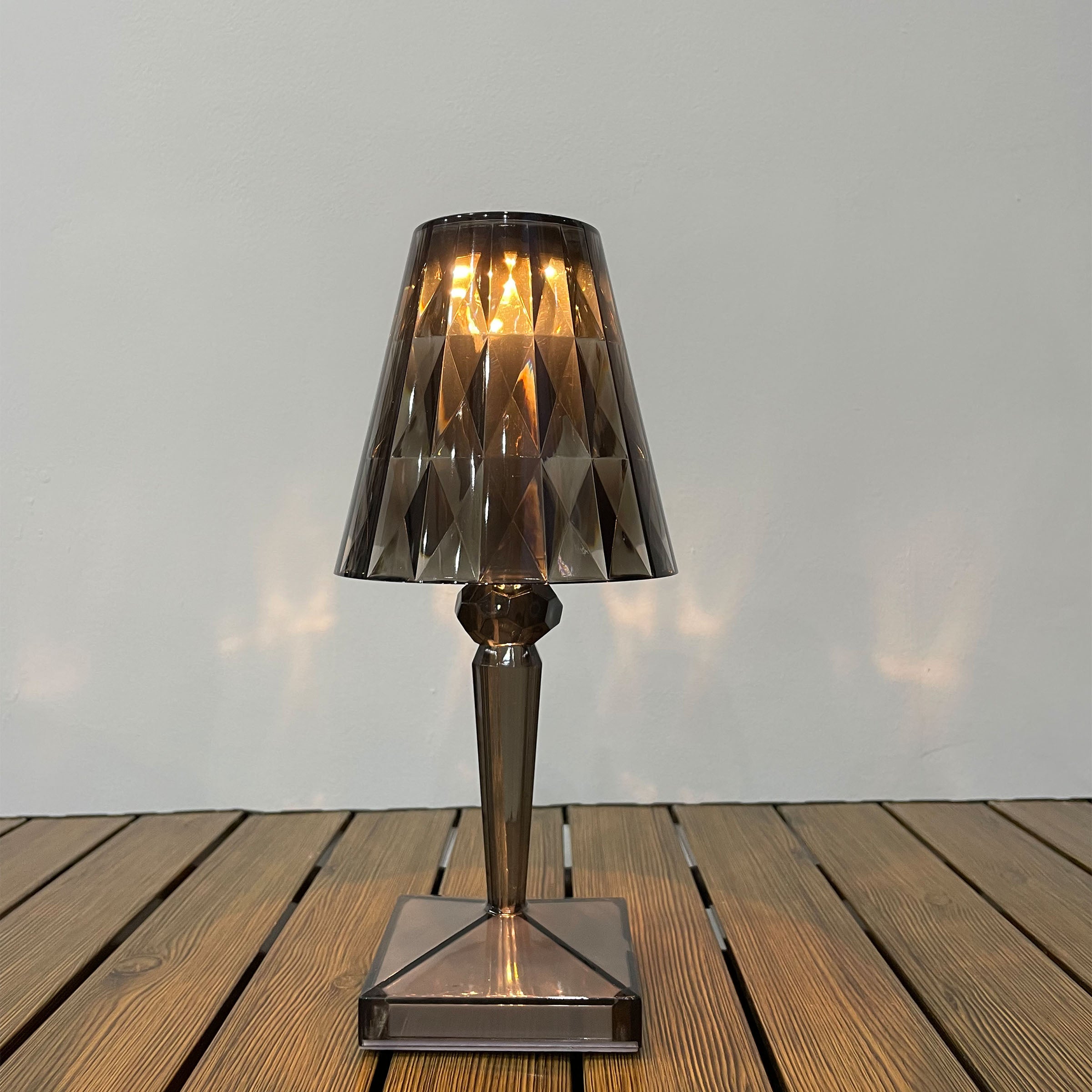 Smoke black BEACON table lamp with night light feature, modern desk lamp with sleek design and adjustable brightness.