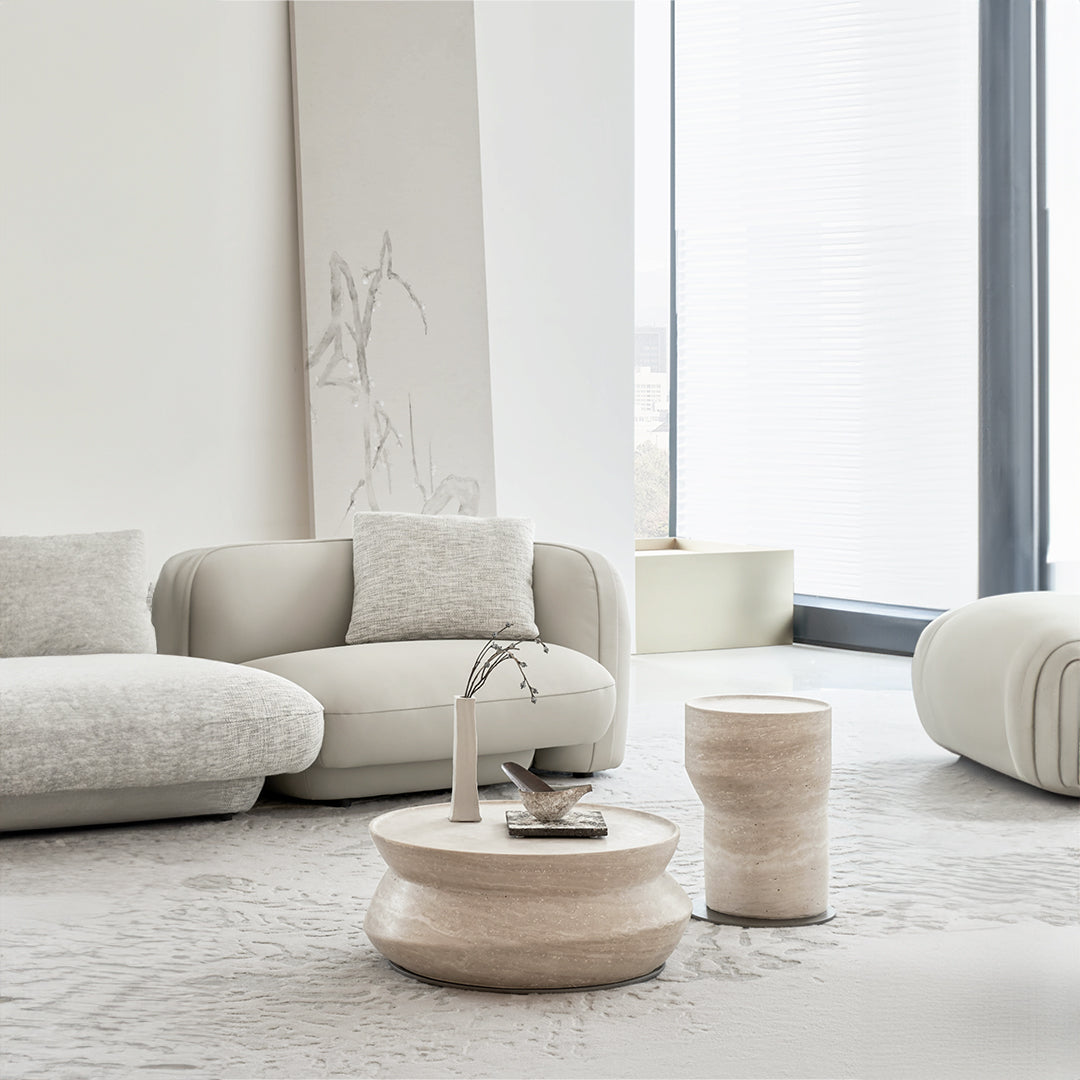 Nimbus Travertine Big Side Table BMCJ-BJ6070-BIG - Coffee tables - ebarza Furniture UAE | Shop Modern Furniture in Abu Dhabi & Dubai - مفروشات ايبازرا في الامارات | تسوق اثاث عصري وديكورات مميزة في دبي وابوظبي