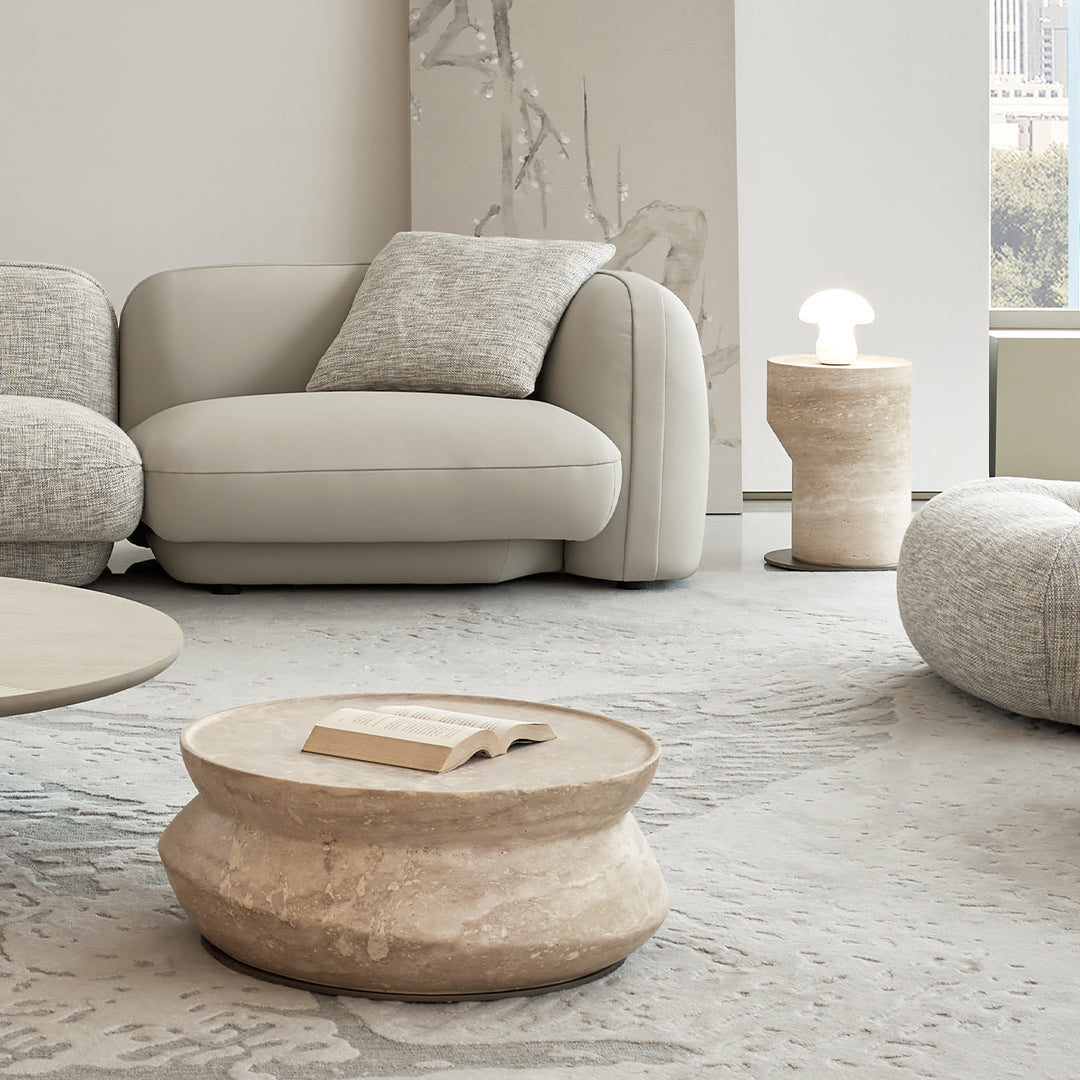 Nimbus Travertine Big Side Table BMCJ-BJ6070-BIG - Coffee tables - ebarza Furniture UAE | Shop Modern Furniture in Abu Dhabi & Dubai - مفروشات ايبازرا في الامارات | تسوق اثاث عصري وديكورات مميزة في دبي وابوظبي