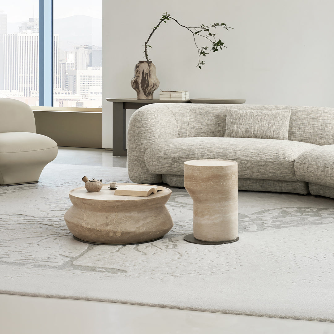 Nimbus Travertine Big Side Table BMCJ-BJ6070-BIG - Coffee tables - ebarza Furniture UAE | Shop Modern Furniture in Abu Dhabi & Dubai - مفروشات ايبازرا في الامارات | تسوق اثاث عصري وديكورات مميزة في دبي وابوظبي