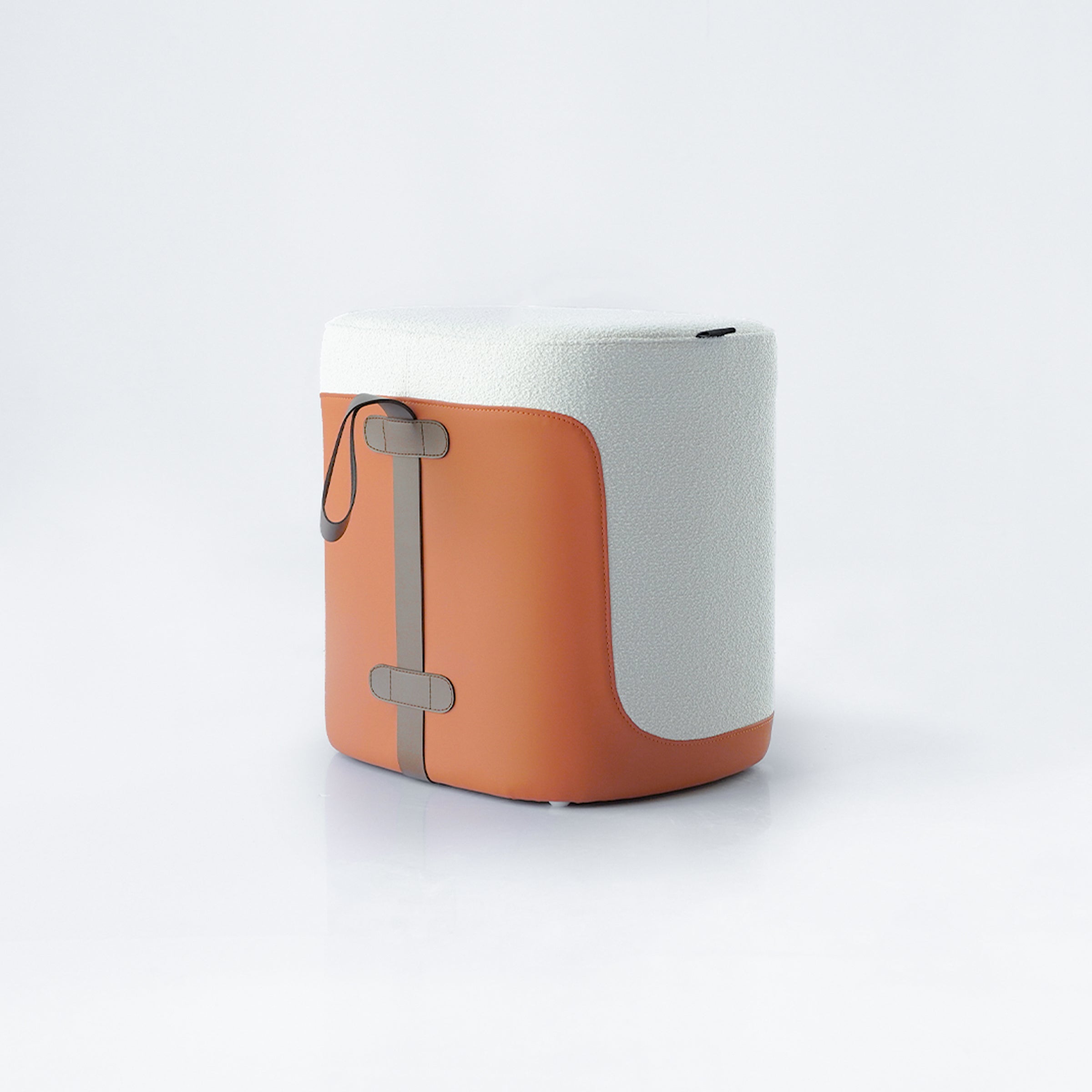 Fabric/PU Pouf MLL-A47-Caramel - Poufs - ebarza Furniture UAE | Shop Modern Furniture in Abu Dhabi & Dubai - مفروشات ايبازرا في الامارات | تسوق اثاث عصري وديكورات مميزة في دبي وابوظبي