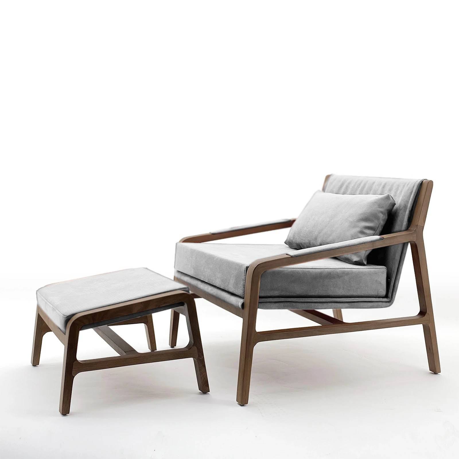 Nordic Solid Wood Lounge Chair And Ottoman Nordic-001-Grey(Rose Berger) - Lounge Chairs - ebarza Furniture UAE | Shop Modern Furniture in Abu Dhabi & Dubai - مفروشات ايبازرا في الامارات | تسوق اثاث عصري وديكورات مميزة في دبي وابوظبي