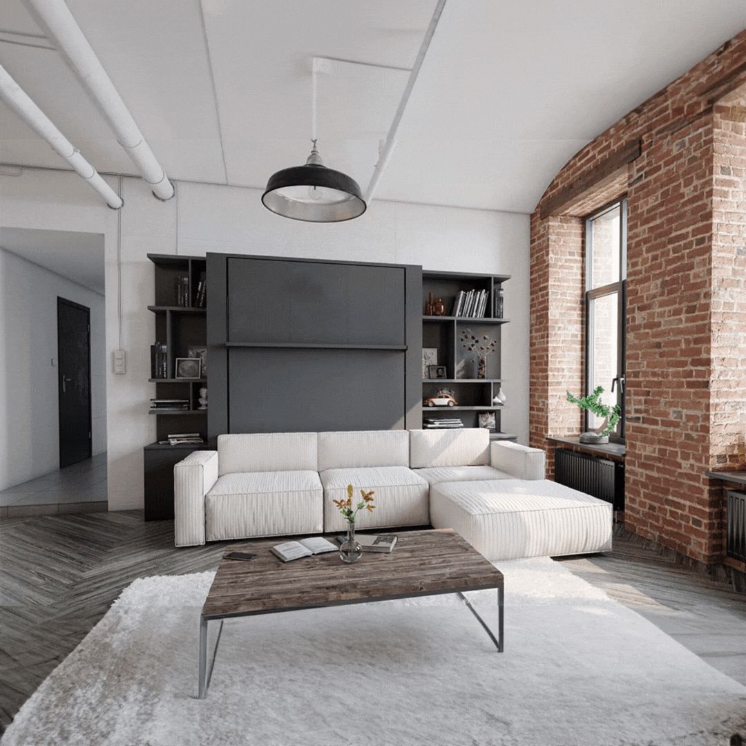 Nova Convertable Queen Sofabed with Shelves & Quality Mattress 250 - Bedsteads - ebarza Furniture UAE | Shop Modern Furniture in Abu Dhabi & Dubai - مفروشات ايبازرا في الامارات | تسوق اثاث عصري وديكورات مميزة في دبي وابوظبي