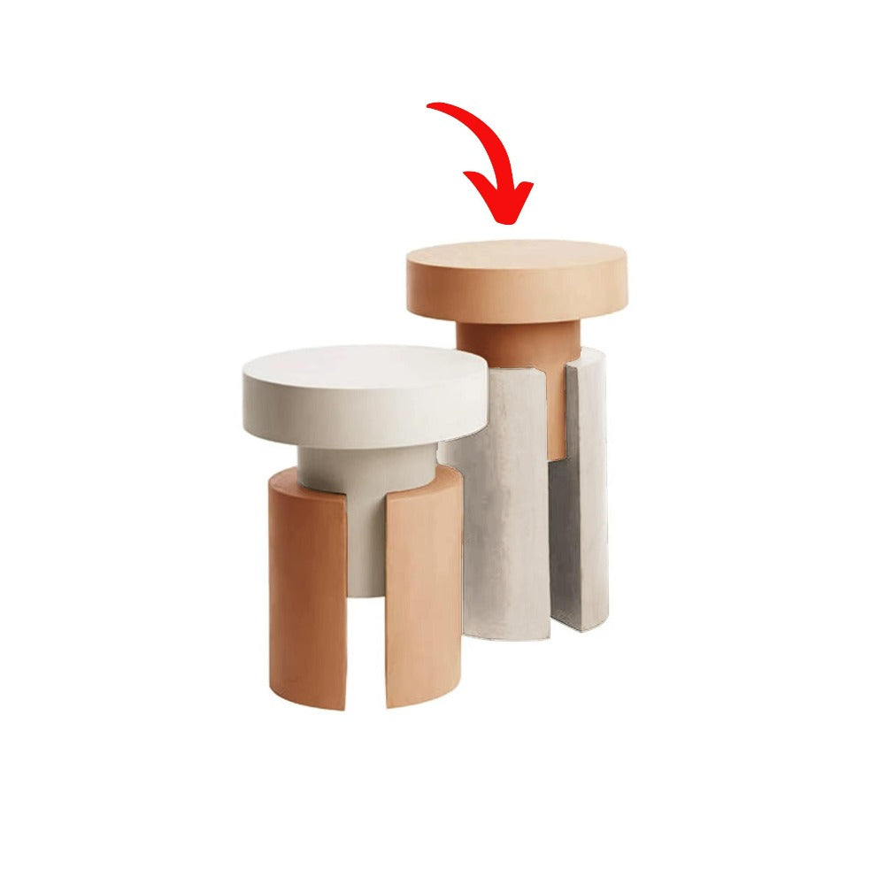 Oak wood and bent wood side table by BEACON, modern design, featuring a sturdy rectangular top and curved legs.