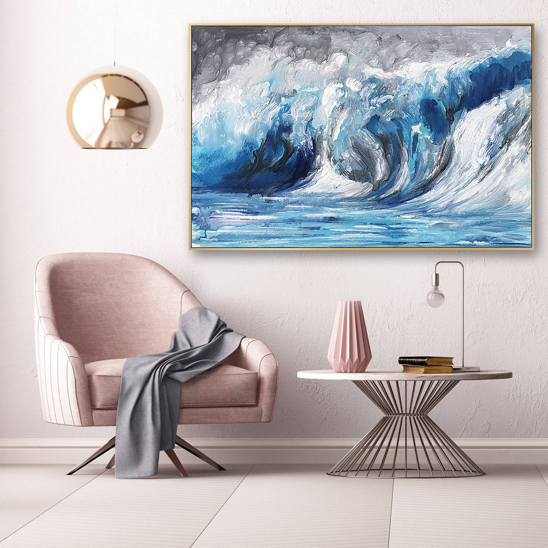 Ocean Waves Hand Painted Art Painting With 120X80 Cm Frame Soaap0010 - Paintings - ebarza Furniture UAE | Shop Modern Furniture in Abu Dhabi & Dubai - مفروشات ايبازرا في الامارات | تسوق اثاث عصري وديكورات مميزة في دبي وابوظبي