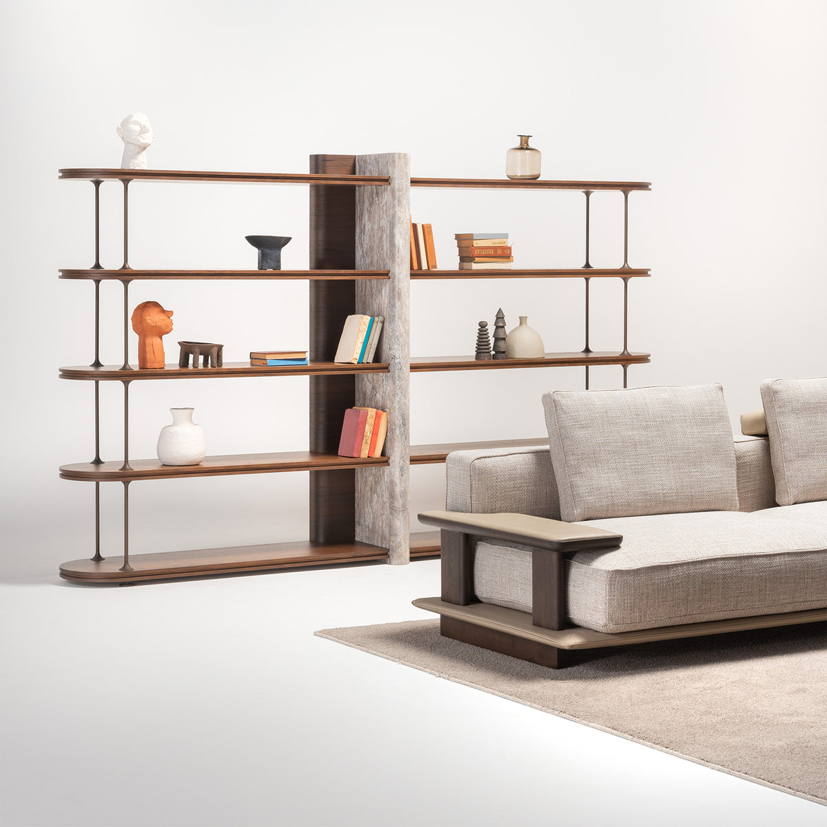 Homage KOLTUK Odeon bookshelf with multiple shelves, modern wooden design for stylish storage and display.