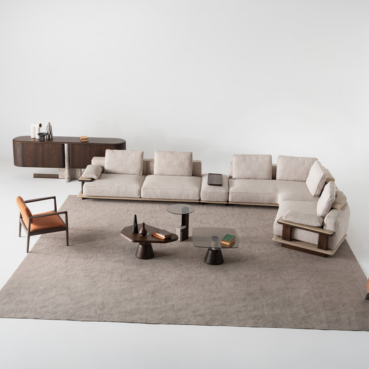 HOMAGE KOLTUK Odeon C Module with right arm, 160cm, for Odeon sofa, modern sofa section in fabric with armrest.