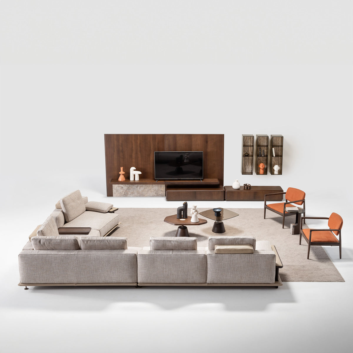 Display image of the HOMAGE KOLTUK ODEON Corner 190cm Module for Odeon sofa OD-B-004, showing its fabric and corner design.