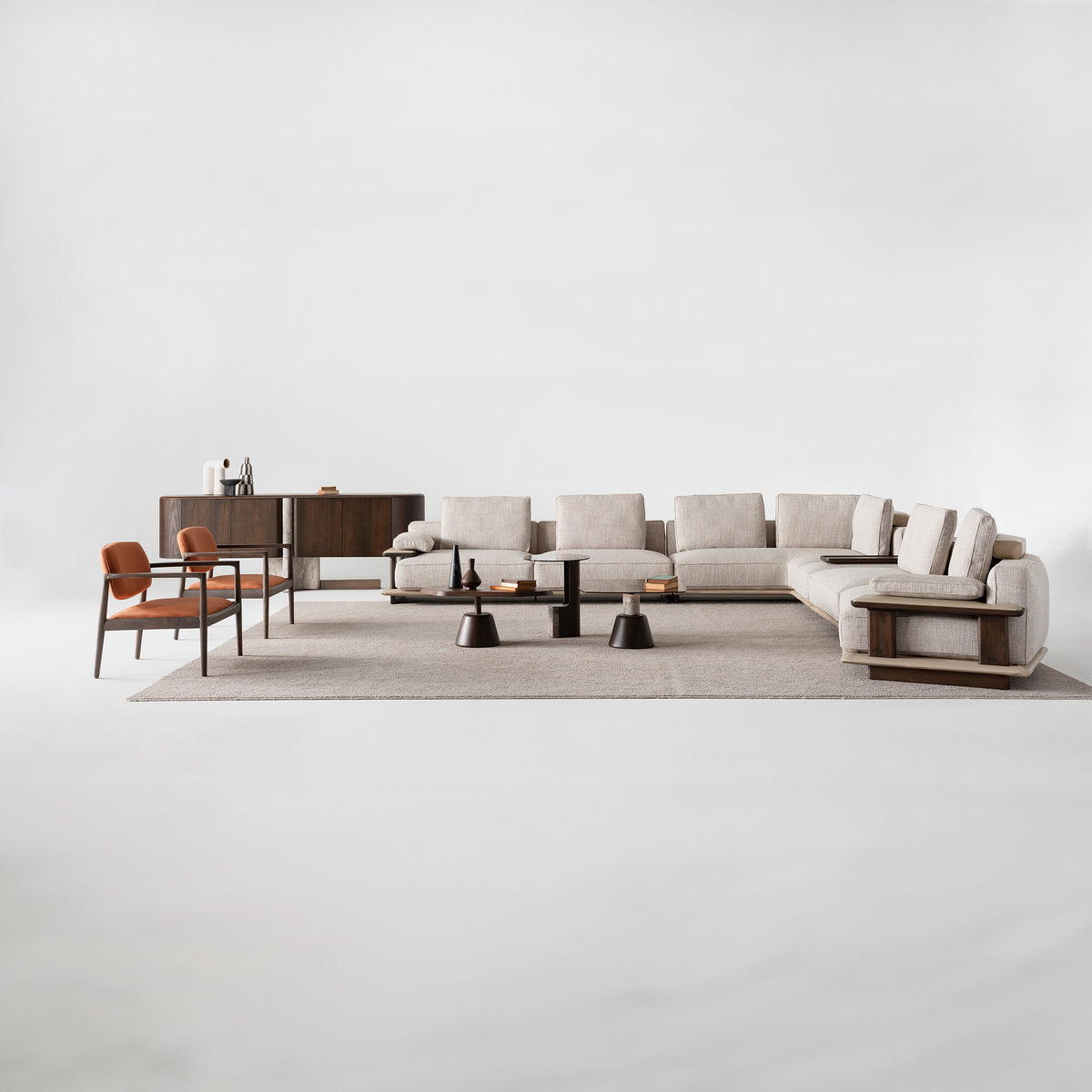 Display of the HOMAGE KOLTUK Odeon Corner 190cm module for Odeon sofa OD-B-004, shown in a modern living room setting.