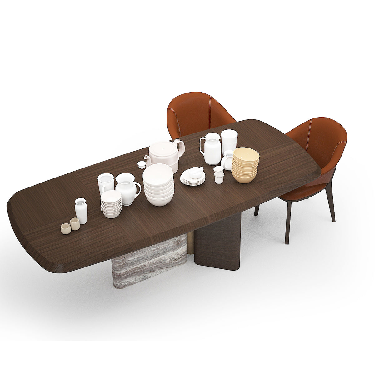Modern Odeon dining table by HOMAGE KOLTUK with a sleek wooden surface and sturdy legs, ideal for contemporary dining rooms.