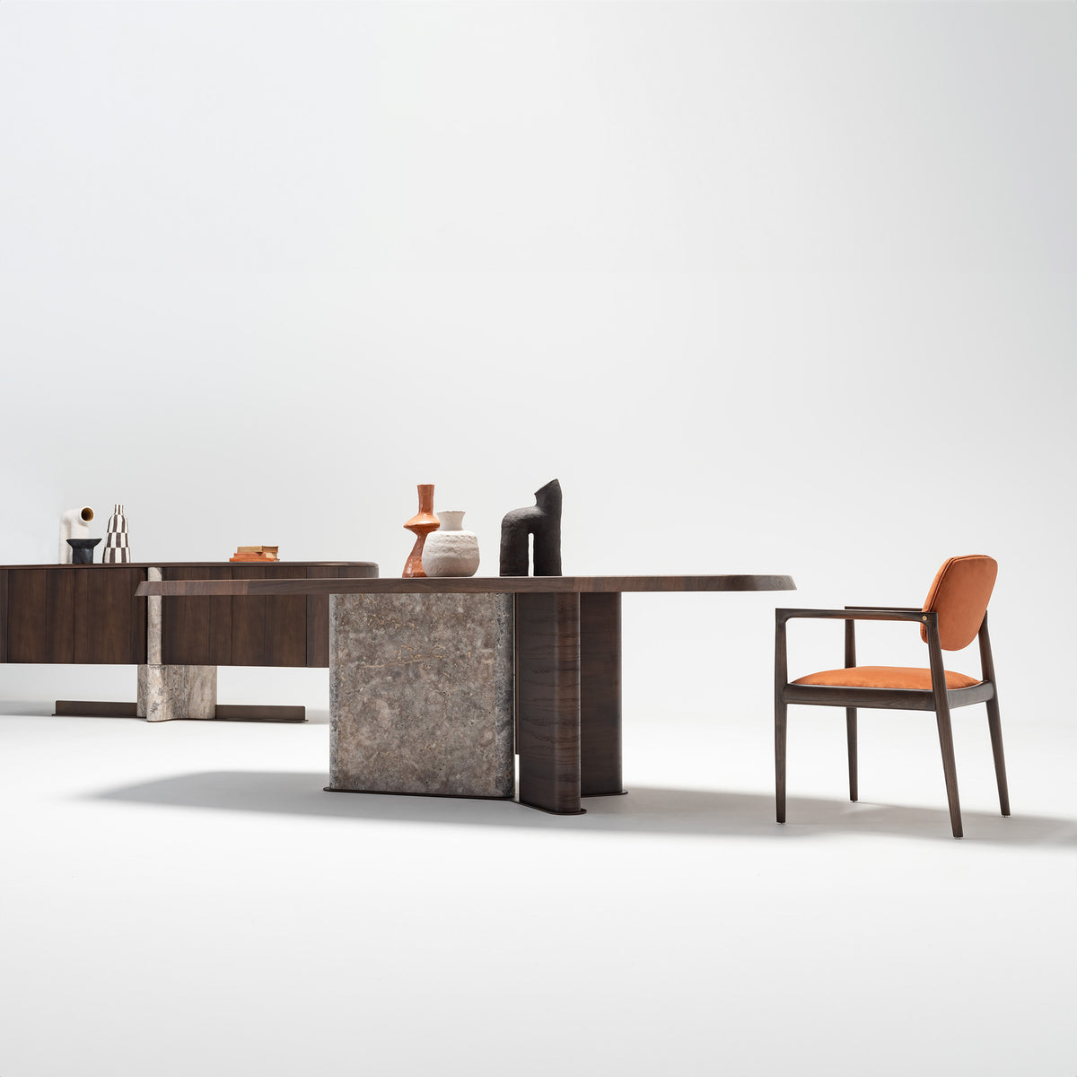 HOMAGE KOLTUK Odeon dining table 2.78 with a sleek wooden surface, ideal for modern dining rooms, model OD-DT-001.
