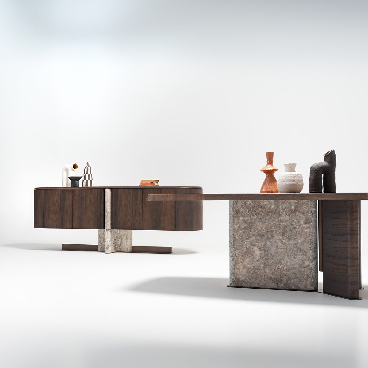 HOMAGE KOLTUK Odeon dining table 2.78 in wood finish, modern design, spacious tabletop, perfect for dining rooms.