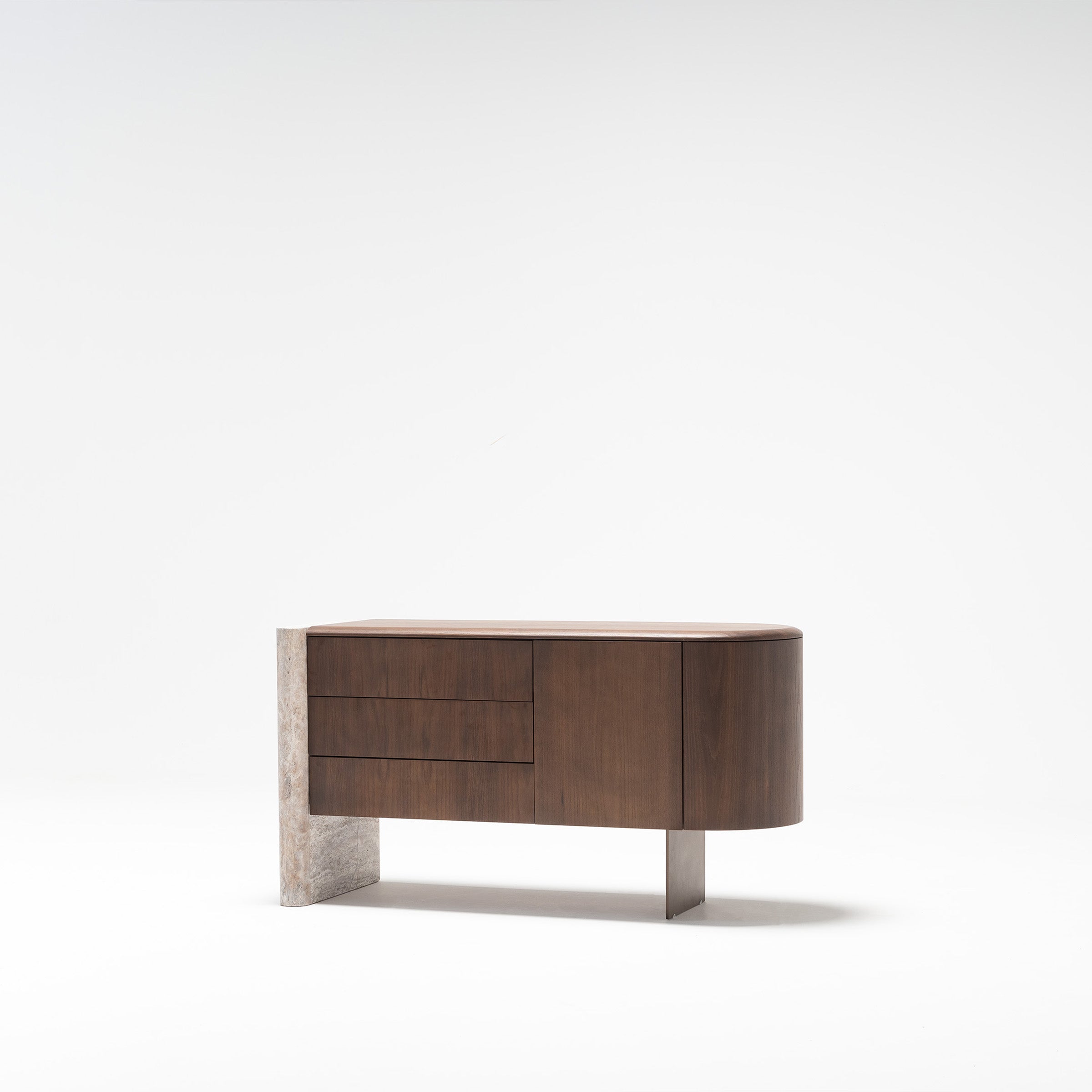 HOMAGE KOLTUK Odeon dresser OD-DR-002 with sleek design and multiple drawers, shown in a modern bedroom setting.