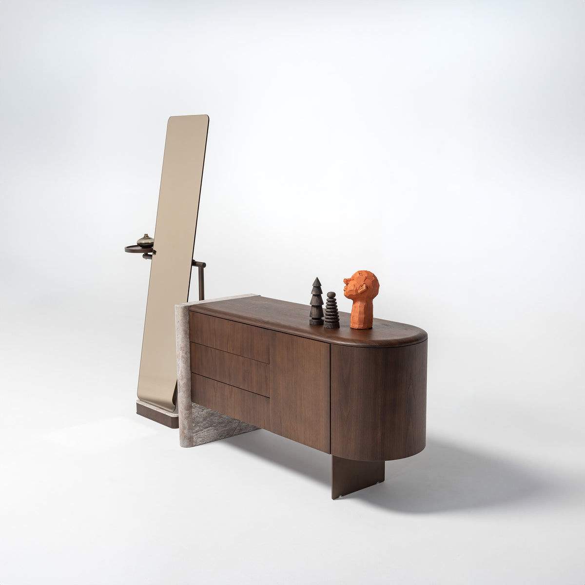HOMAGE KOLTUK Odeon dresser OD-DR-002 with sleek wood finish and modern design, featuring multiple drawers for storage.