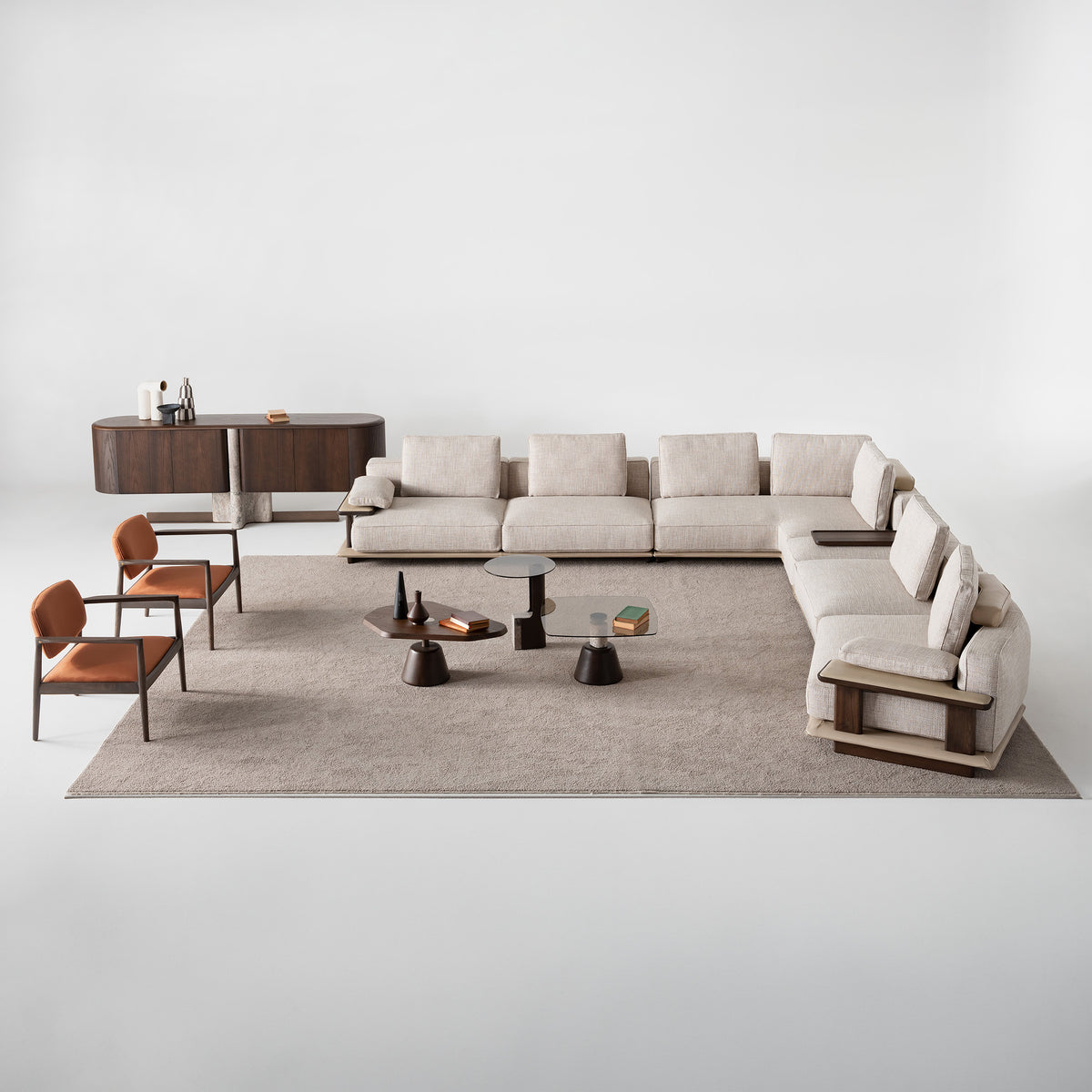 Display image of a HOMAGE KOLTUK Odeon single sofa module with left arm, 123cm, part of the Odeon sofa series.