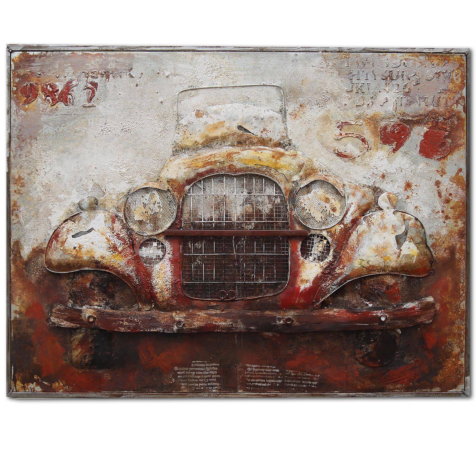 Old Car Handcrafted Metal Art Painting 120X90 Cm Soap015 - Paintings - ebarza Furniture UAE | Shop Modern Furniture in Abu Dhabi & Dubai - مفروشات ايبازرا في الامارات | تسوق اثاث عصري وديكورات مميزة في دبي وابوظبي