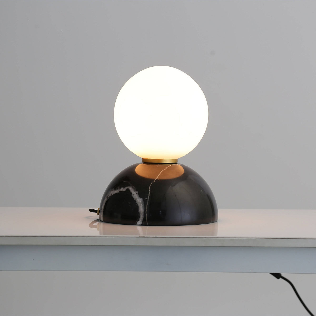 BEACON desk lamp with opal glass shade and black marble base, modern table lamp suitable for home or office decor