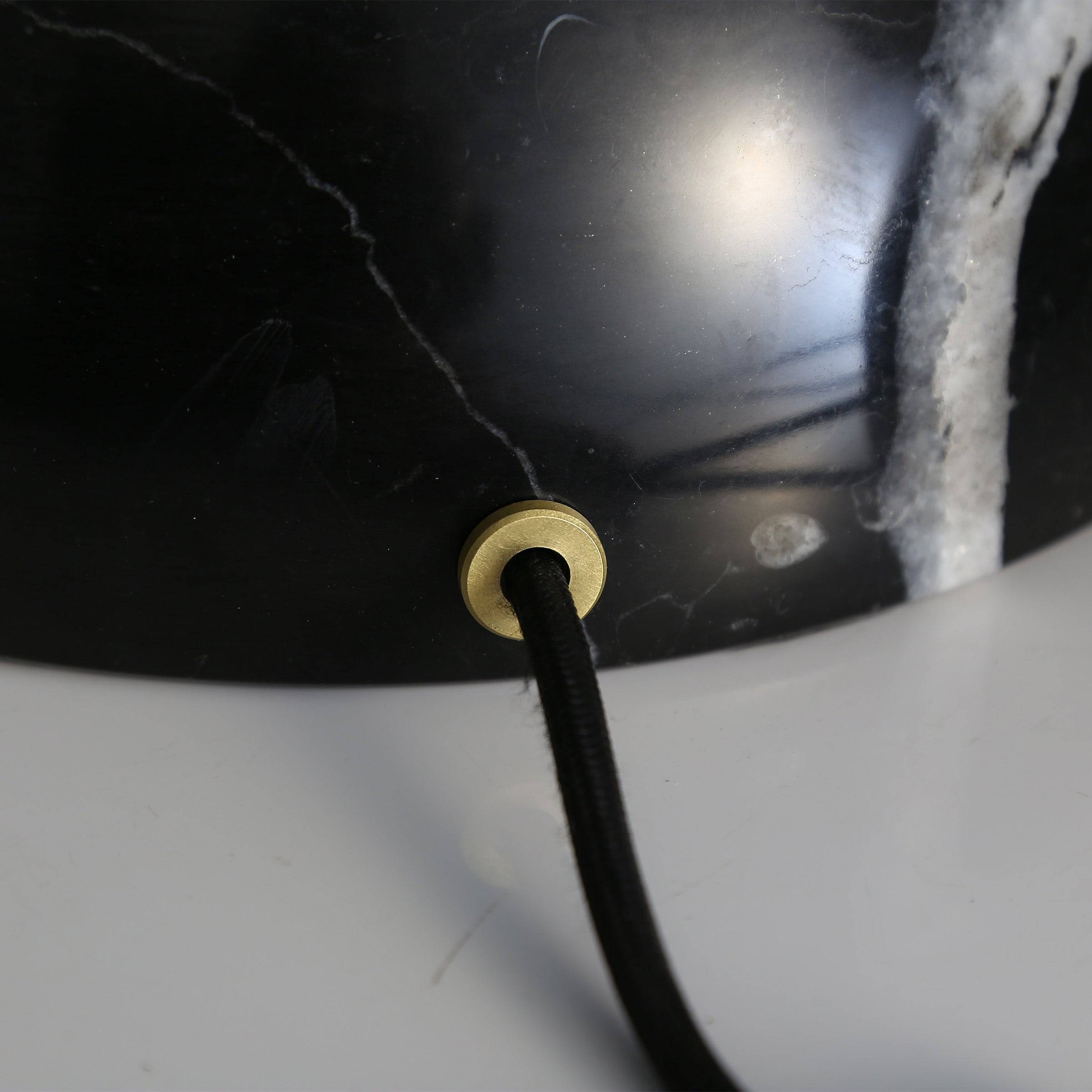 BEACON opal glass shade table lamp with black marble base, desk or table lighting, modern design, model 8709T-Bk.