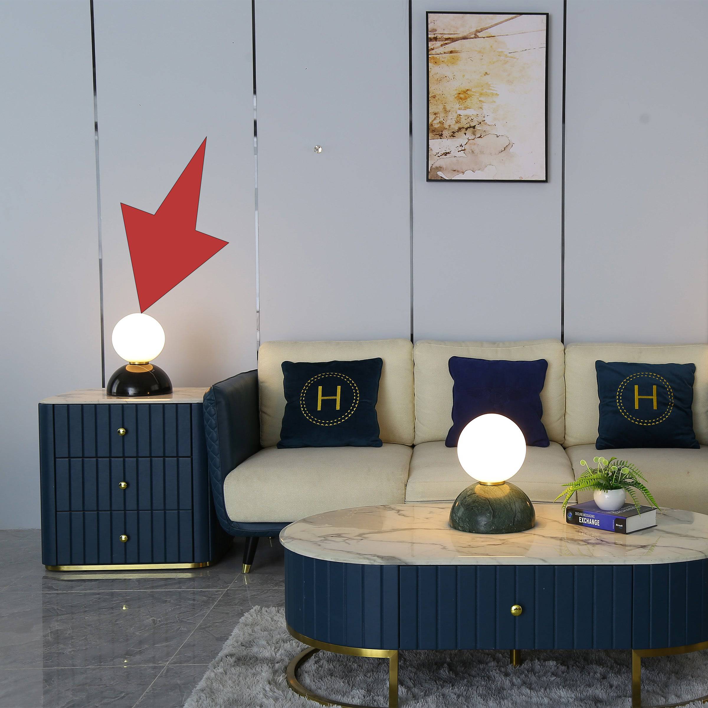 Opal Glass Shade With Black Marble Base Table Lamp 8709T-Bk - Desk\table Lamps - ebarza Furniture UAE | Shop Modern Furniture in Abu Dhabi & Dubai - مفروشات ايبازرا في الامارات | تسوق اثاث عصري وديكورات مميزة في دبي وابوظبي