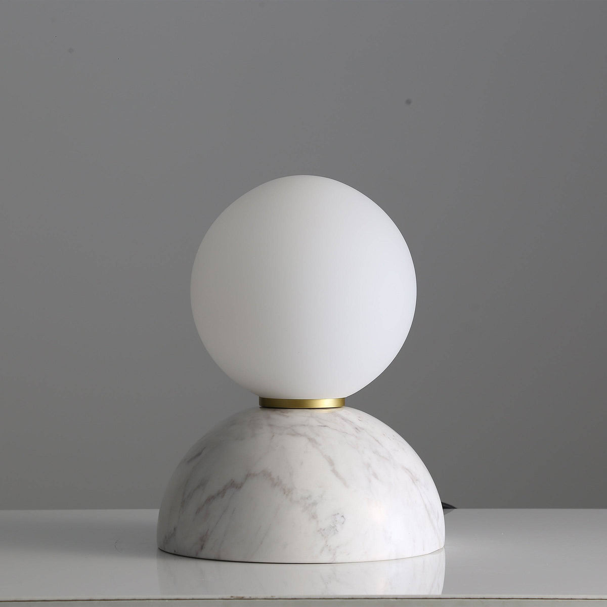 Beacon Civil opal glass shade table lamp with white marble base, elegant desk or table lighting for modern interiors.