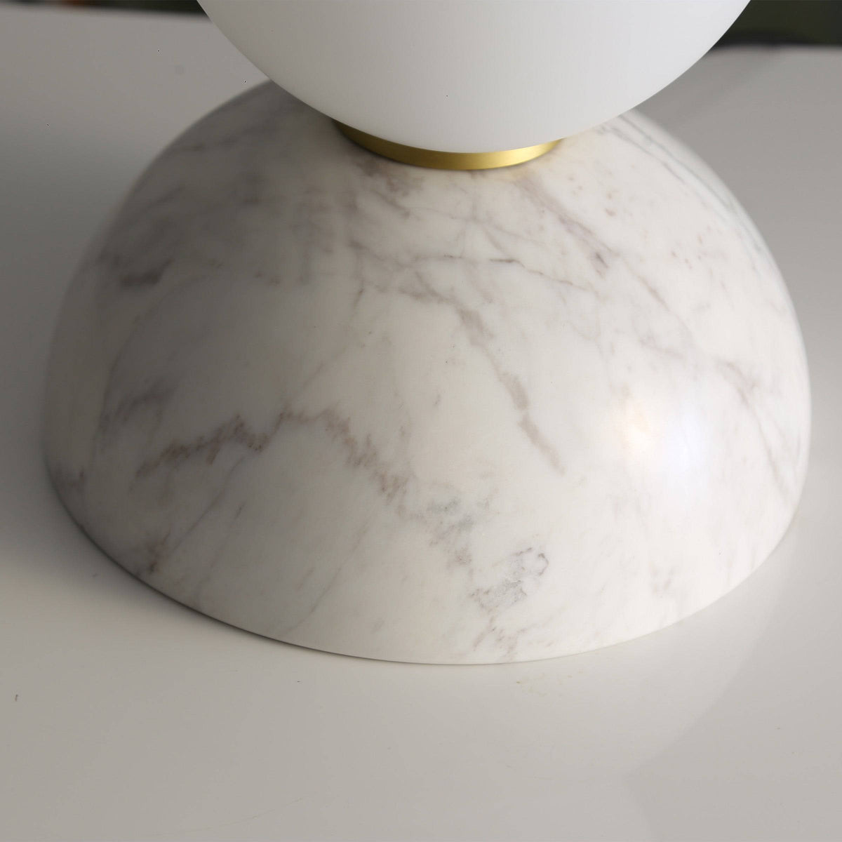 Beacon Civil opal glass shade table lamp with white marble base, ideal for desk or table lighting in elegant decor.