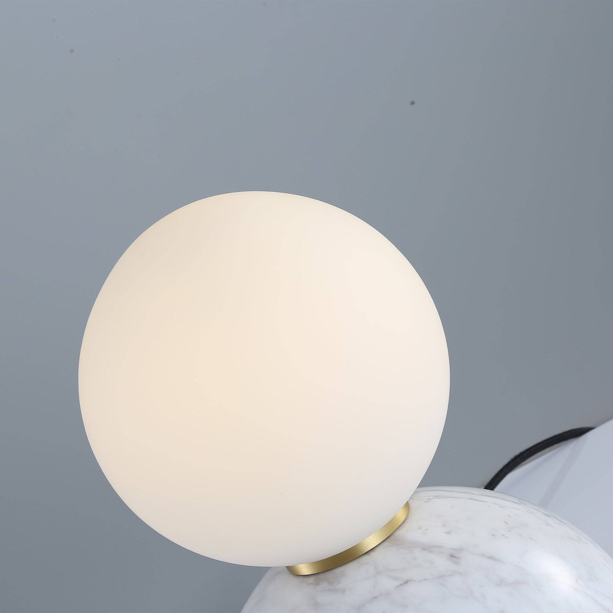 Beacon Civil opal glass shade desk lamp with white marble base, modern table lamp for home or office lighting.