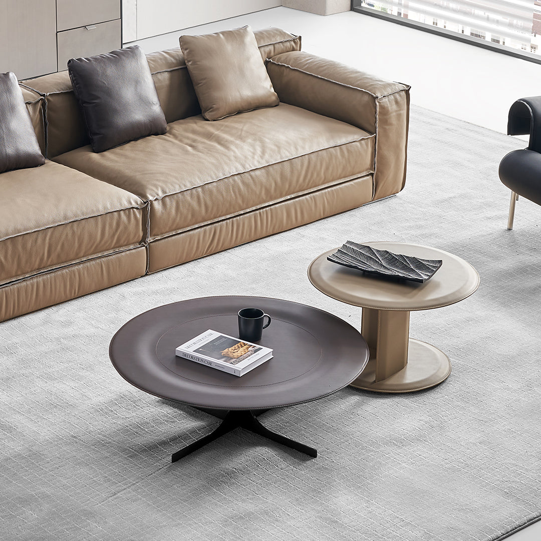 Brown Saddle Leather Coffee Table - LT082/Brown - Coffee Tables - ebarza Furniture UAE | Shop Modern Furniture in Abu Dhabi & Dubai - مفروشات ايبازرا في الامارات | تسوق اثاث عصري وديكورات مميزة في دبي وابوظبي